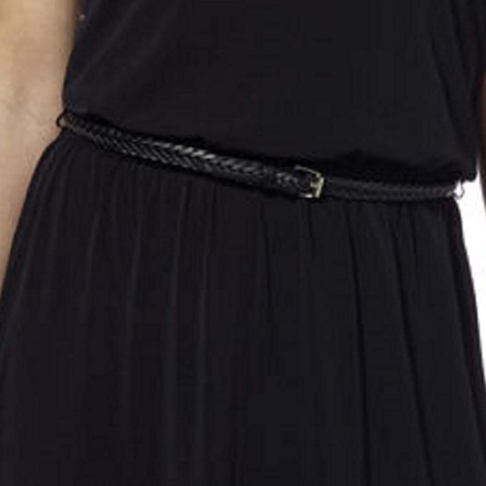 Black slit cruise belted maxi dress vacation CY - Picture 6 of 7